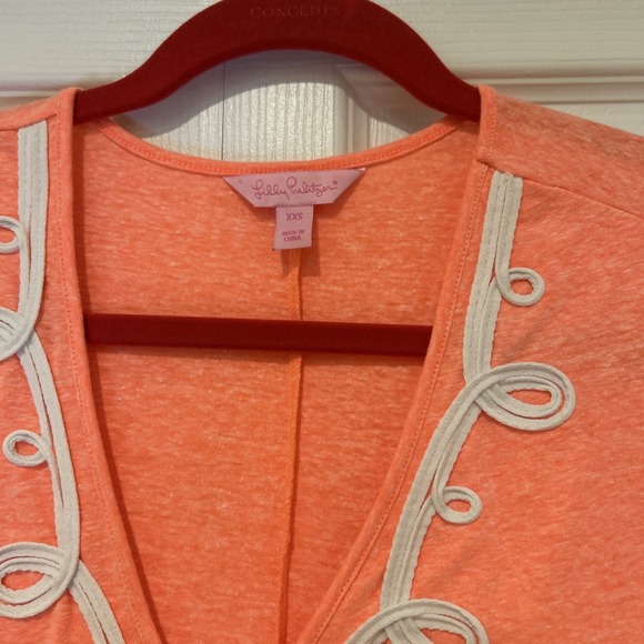 Lilly Pulitzer Tunic Top Cover Up XXS Orange Embroidered Summer Resortwear - Picture 9 of 9